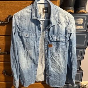 G-Star Men's Faded Blue Denim Shirt Jacket